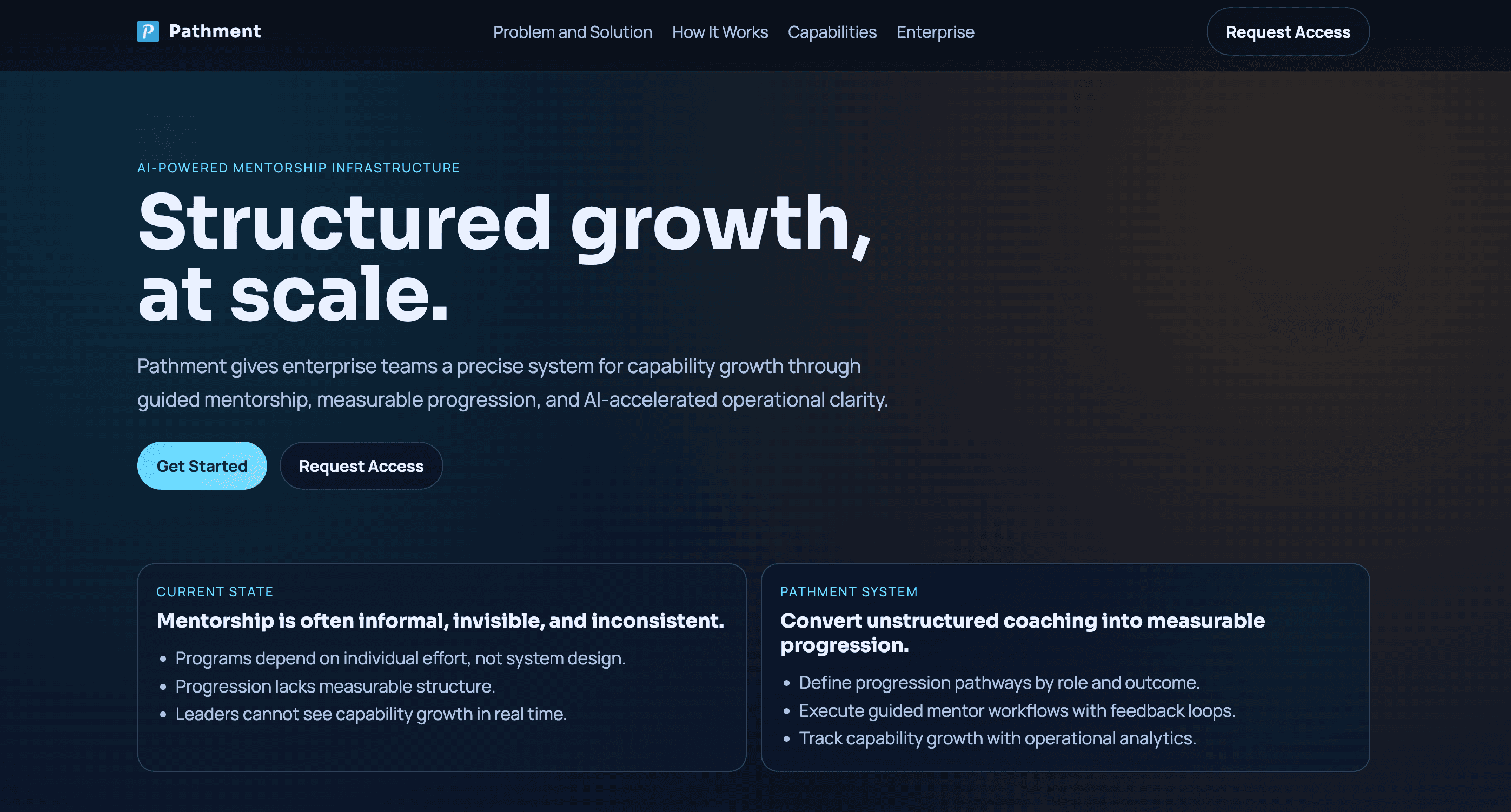 Screenshot of the Pathment website